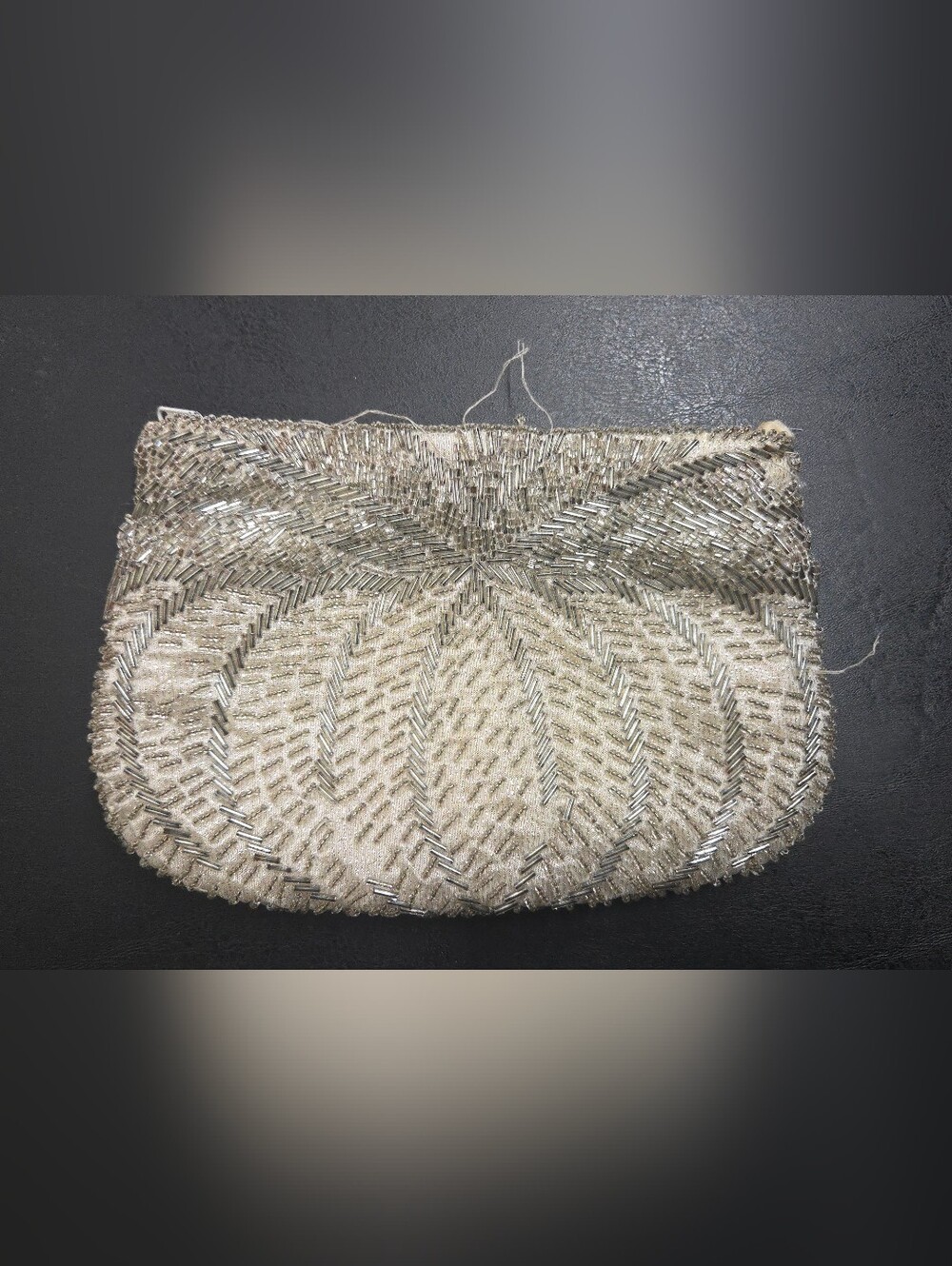 Gallery Originals 1994 Silver-Beaded Ivory Evening Clutch